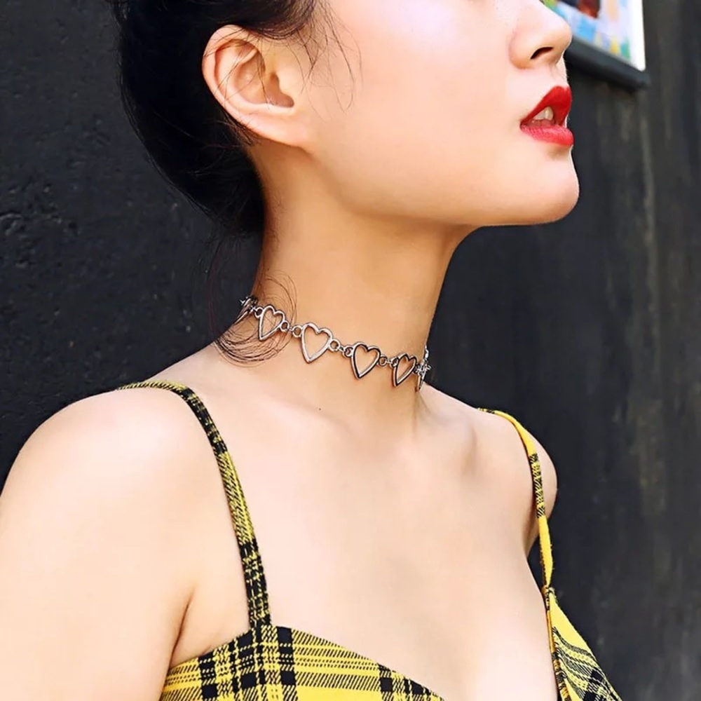 Stainless steel hearts choker - Picture 5 of 5